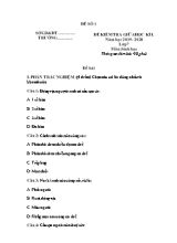 Đề kiểm tra giữa học kì 2 môn Sinh học Lớp 7 - Năm học 2019-2020